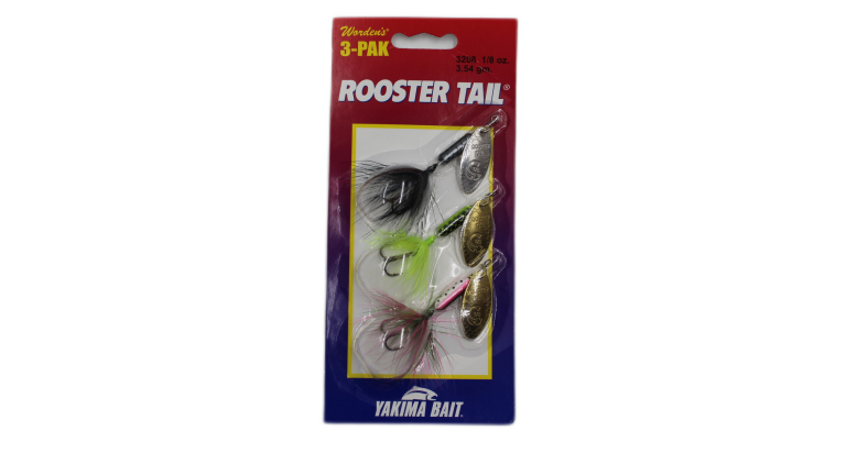 Worden's Rooster Tail 3 Pack Brown Trout, Fire Tiger, Rainbow Fry