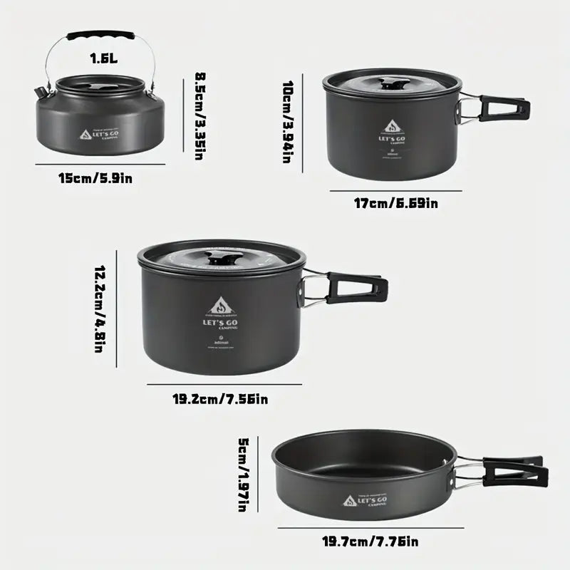 4pcs Aluminum Alloy Camping Cookware