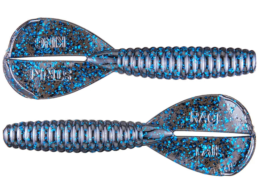 Strike King Rage Twin Tail Menace Grub 8pk Black Blue Flake