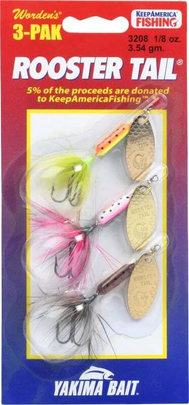Yakima Roostertail 3 Pack 1/6oz BRTR/FRT/RBOW