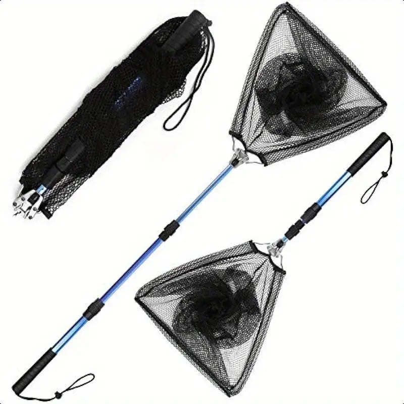 Long Robust Telescopic Handle for Freshwater and SaltwaterExtend to 50.8 Inch Foldable Nylon Mesh Landing Net