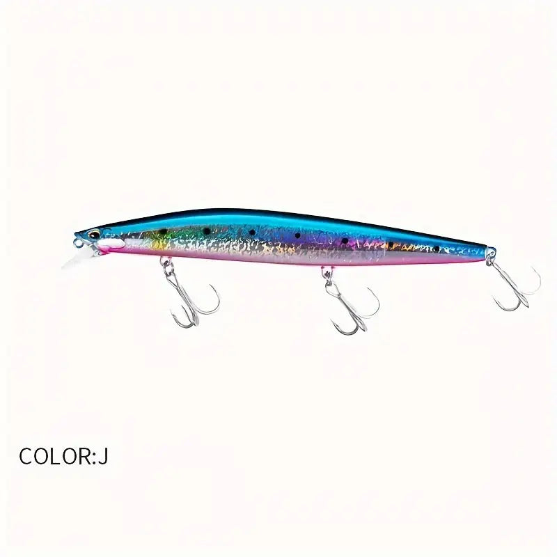 Long Throw Minnow Jerk Bait - Blue Silver Spotted