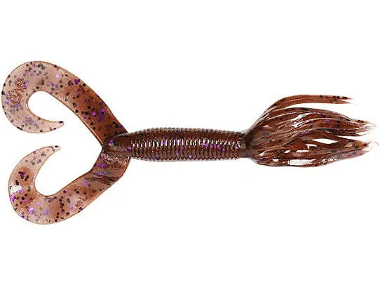 Yamamoto Double Tail Hula Grubs 4" Cinnamon Blk & Purple