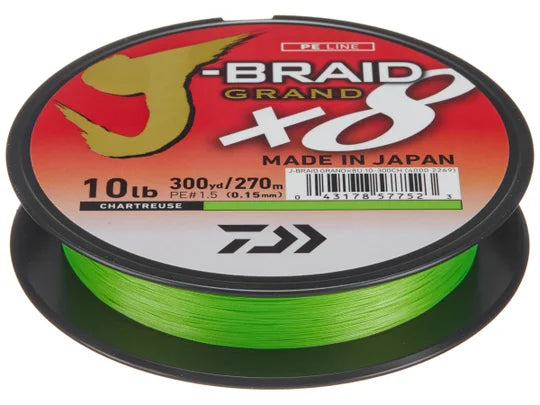 Daiwa J-Braid Grand 8X Braided Line Chartreuse 20lb 165yd