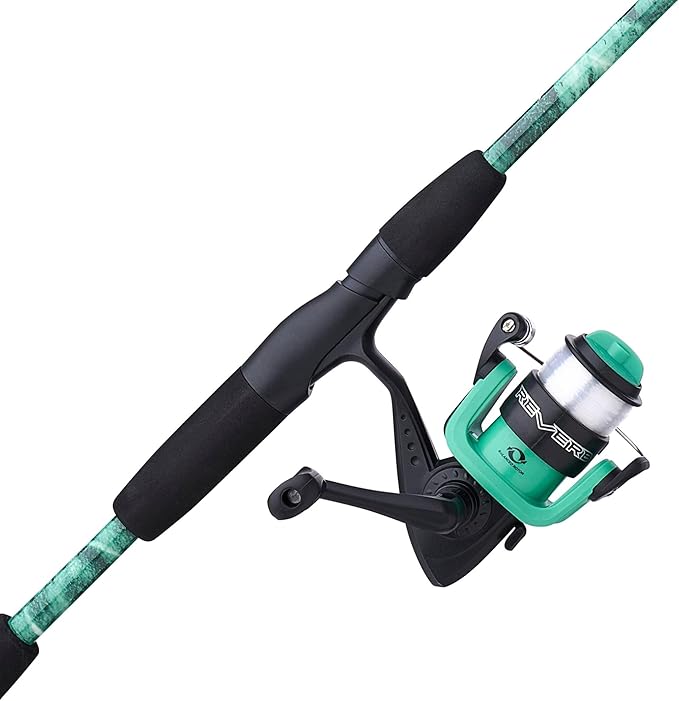 Shakespeare Reverb Spinning Reel and Fishing Rod Combo 5'6" 2-Piece Rod, Durable Tubular Glass Rod Blank Construction, EVA Handle
