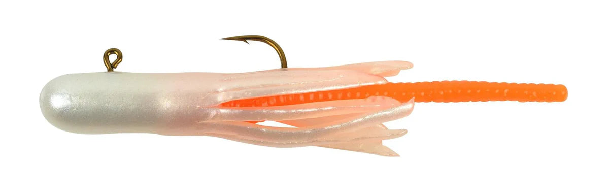 Berkley PowerBait Pre-Rigged Atomic Tubes Fishing Soft Bait- Pearl Orange- 3ct