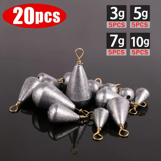 20pcs Drop-Shaped Swivel Lead Pendants