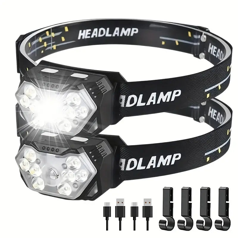 2pcs Super Bright 11000LUMEN Rechargeable Headlamp