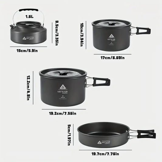 4pcs Aluminum Alloy Camping Cookware