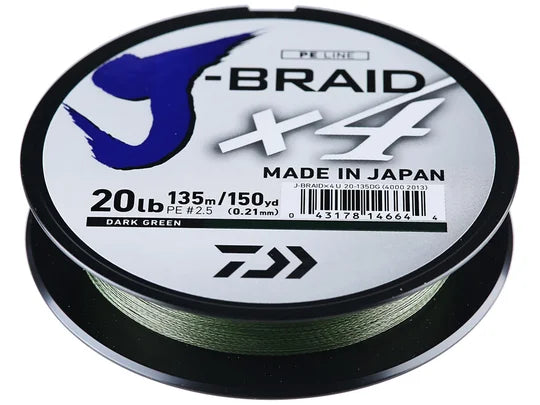 Daiwa J-Braid X4 Braided Line Dark Green 15lb 150yd