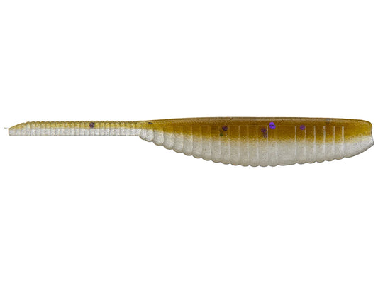 Yamamoto 5" Shad Shape Worm Light Green Pumpkin Large Green Purple Flake