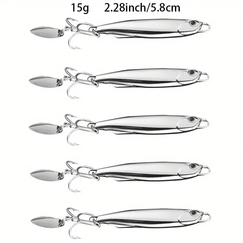 Premium Zinc Alloy Electroplated Rotating Blade Jig Baits Large 3.07" 2 Pack