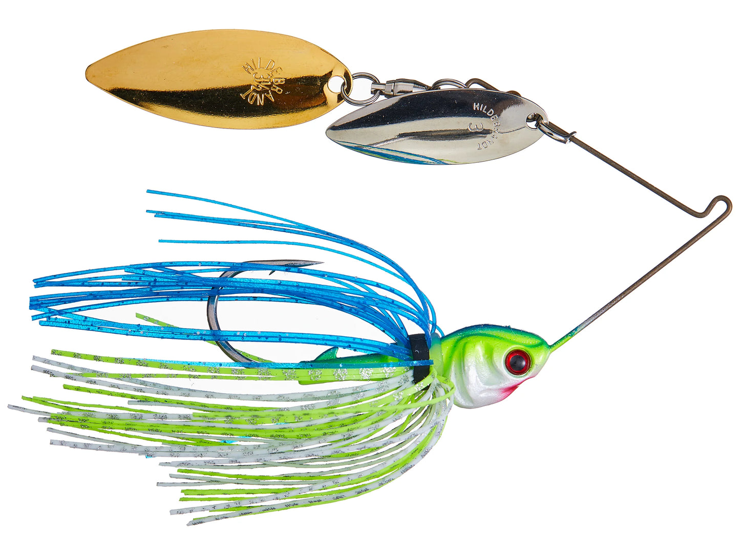 Booyah Covert Finesse Colorado Oklahoma Spinnerbait 4" 1/2oz White Chartreuse Blue