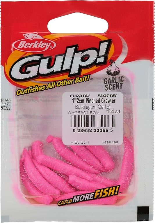 Berkley Gulp! Floating Pinched Crawler Fishing Soft Bait- Bubblegum 1/2"