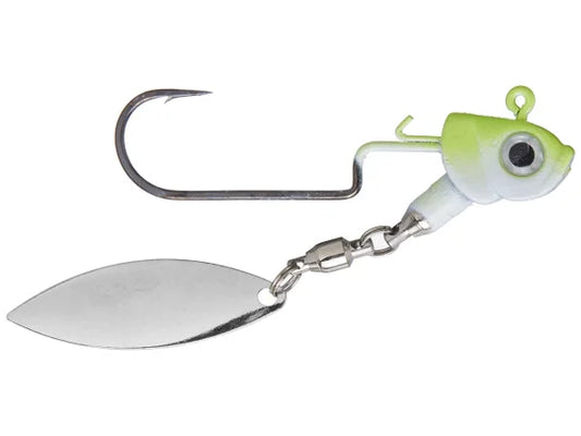 Coolbaits Lure Co. "The Down Under" Weedless Underspin 3/8 oz Chartreuse Head Sliver Blade