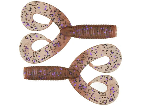 Yamamoto Double Tail Grubs 5" 20pk Cinnamon Black and Purple Flake