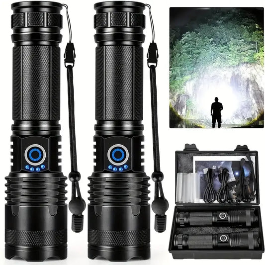 [Ultra Bright] 2pcs Ultra Bright Rechargeable LED Flashlight