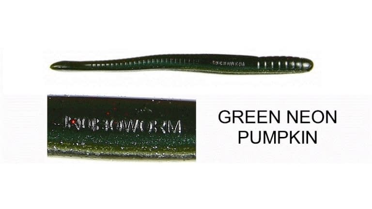 Roboworm Fat Straight Tail Worm Green Neon Pumpkin 4.5"