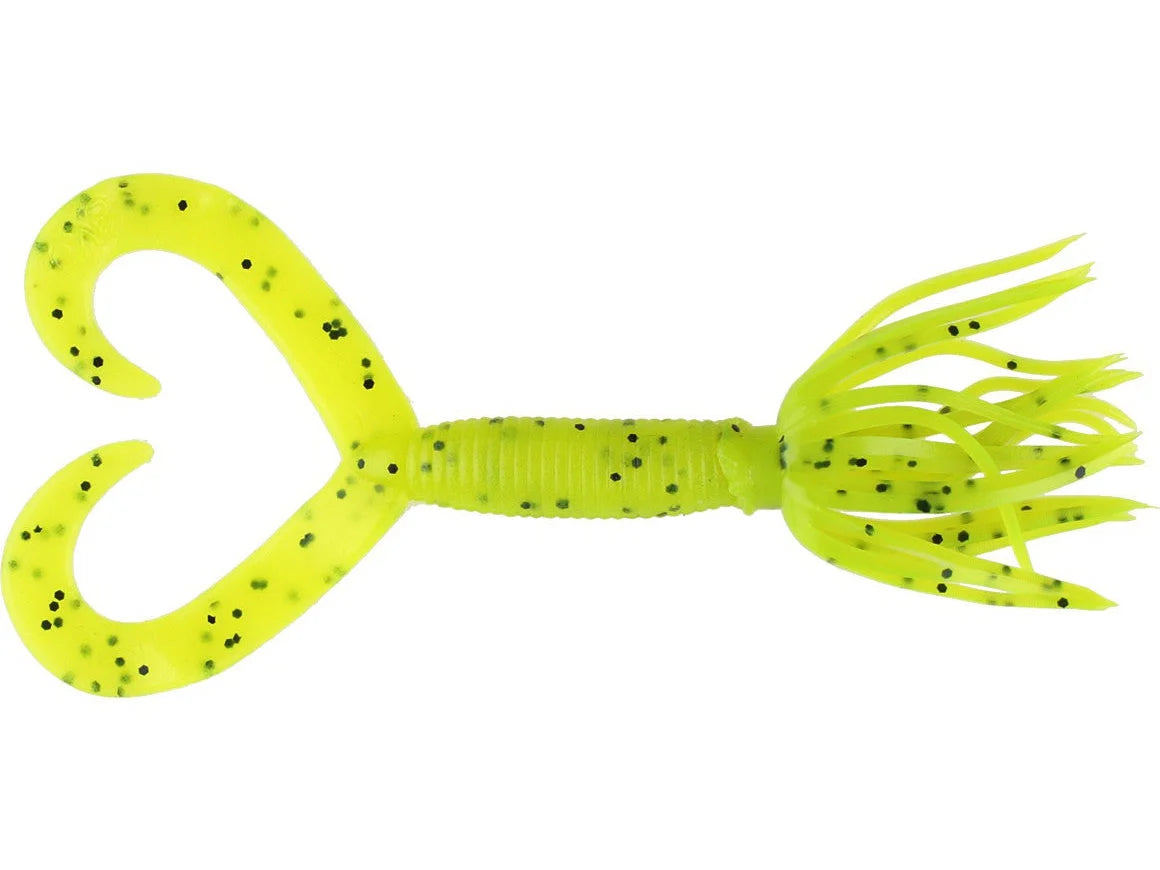 Yamamoto Double Tail Hula Grubs 5" Chartreuse Black