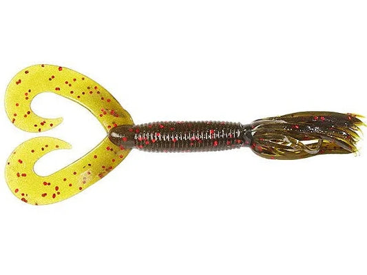 Yamamoto Double Tail Hula Grubs 5" Green Pumpkin Red