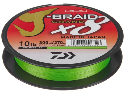 Daiwa J-Braid Grand 8X Braided Line Chartreuse 10lb 165yd