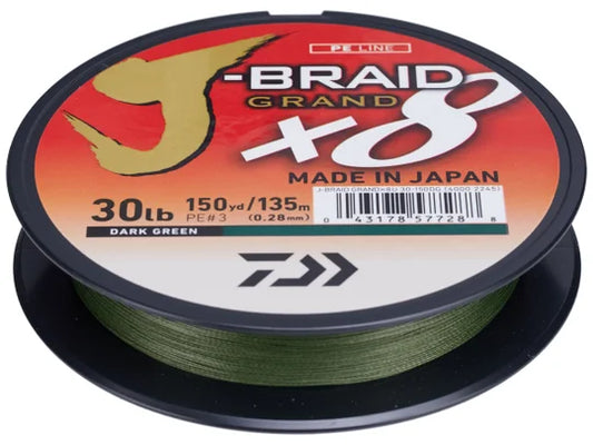 Daiwa J-Braid Grand 8X Braided Line Dark Green 330yd 50lb