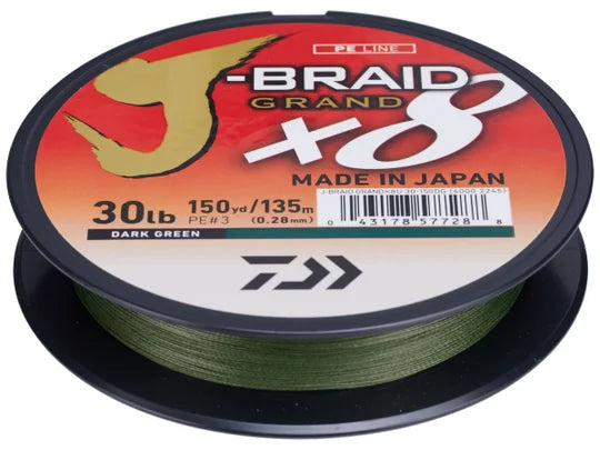 Daiwa J-Braid Grand 8X Braided Line Dark Green 40lb 165yd