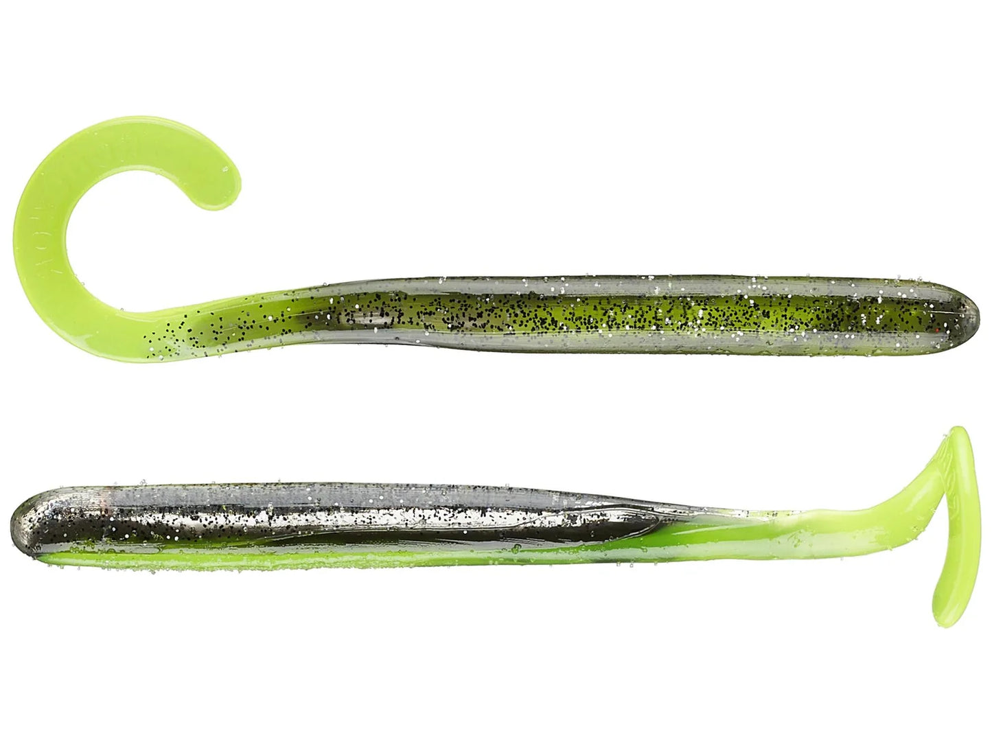 Roboworm Curly Tail Worm 4.5" 8pk Salt and Pepper Chartreuse