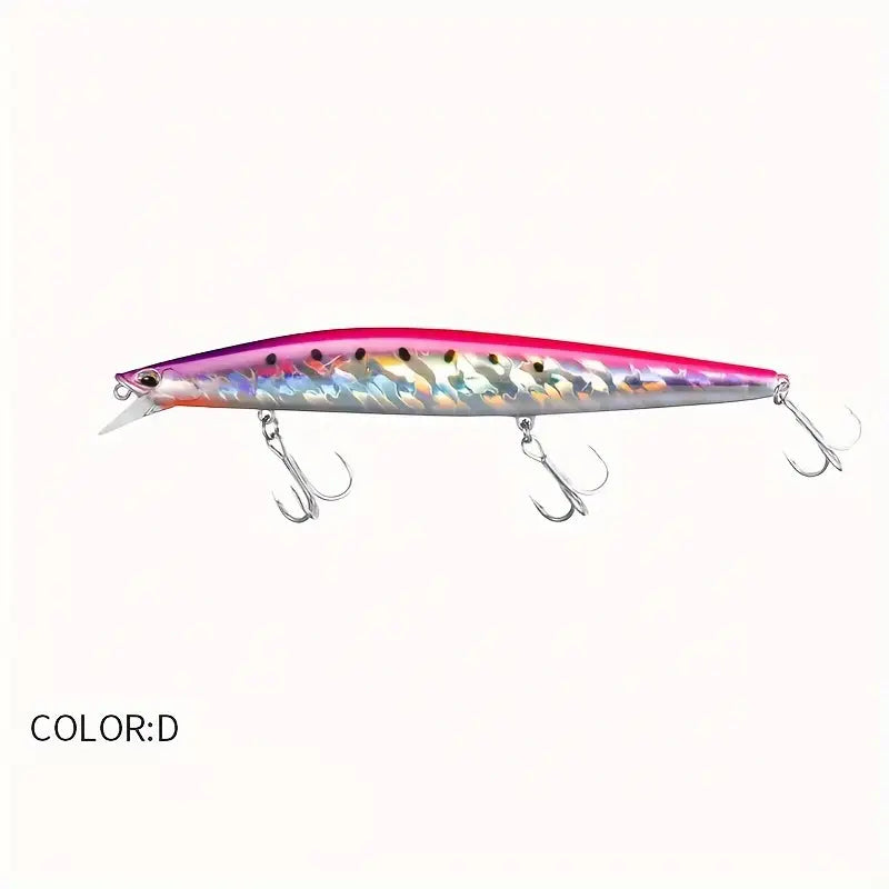 Long Throw Minnow Jerk Bait - Silver Pink Spotted