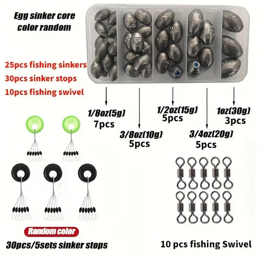 25pcs Egg Sinkers Set with Storage Box