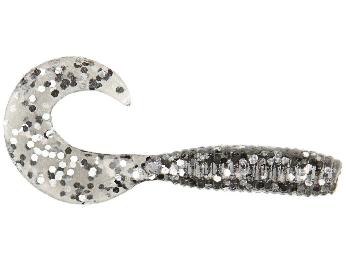 Yamamoto Single Tail Grubs 4" Smoke Blk/Silver